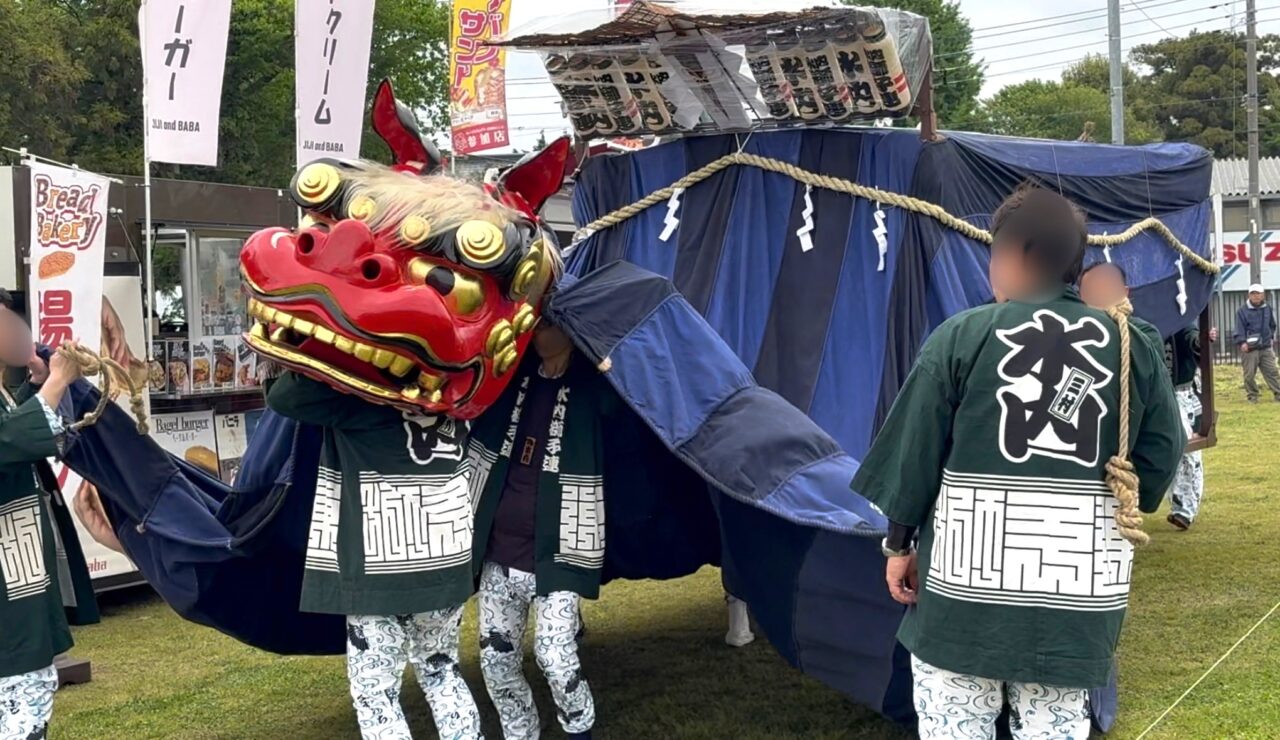 石岡なんぶ祭りに参加する三村地区の獅子連