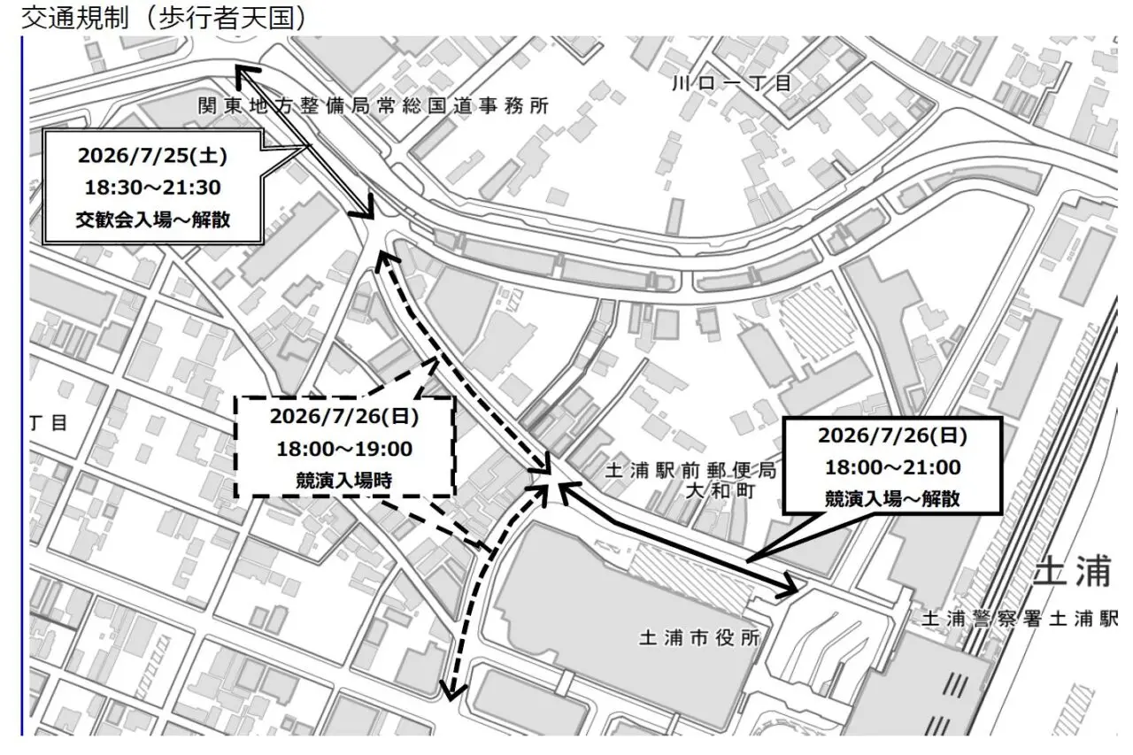 土浦八坂神社祇園祭のルート案内