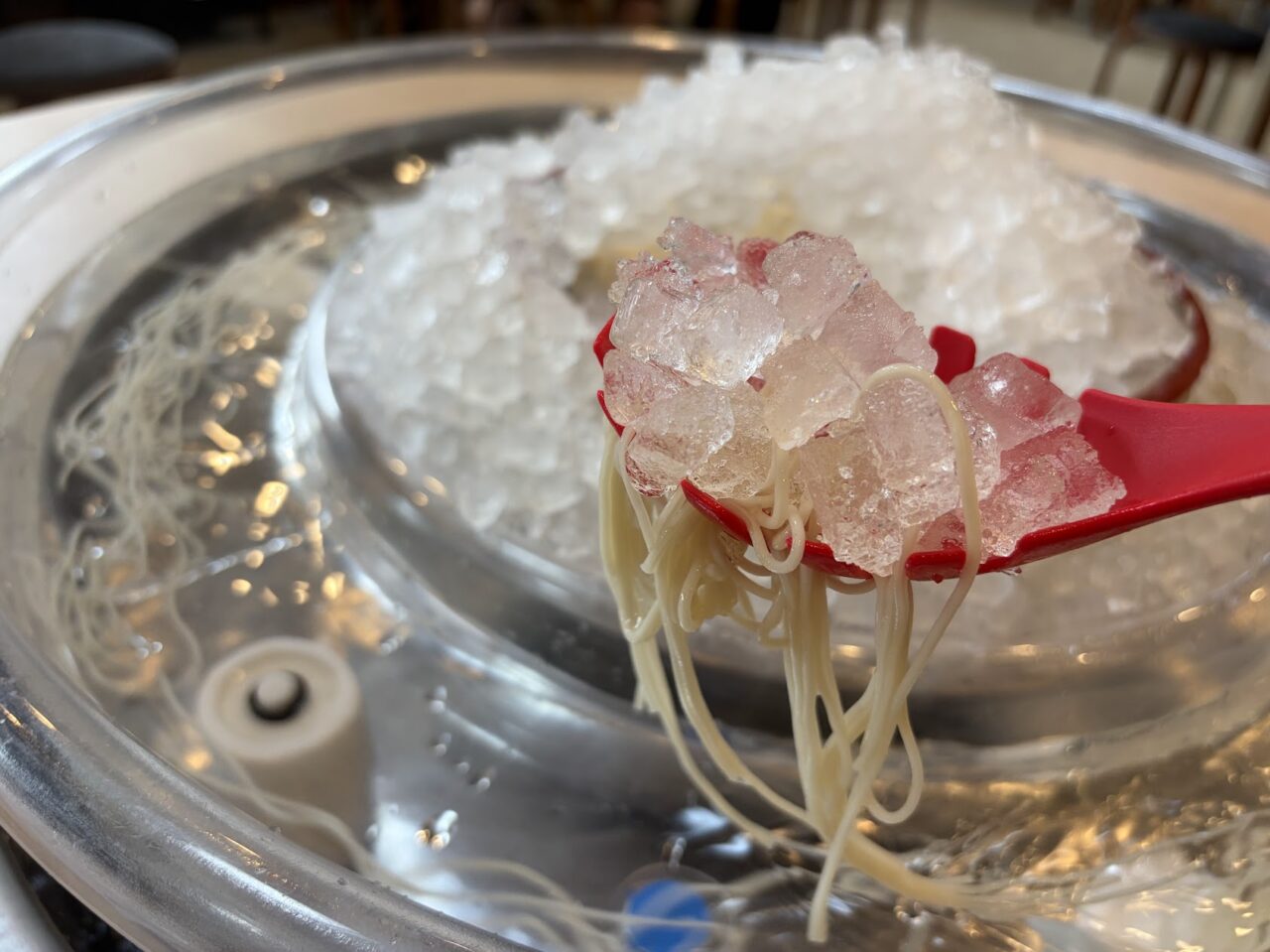 フィッシングパークつくば園の流氷そうめん